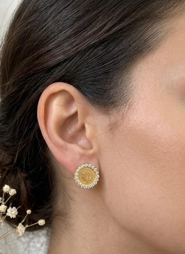 Boucle d'oreille quart de lire en zircon