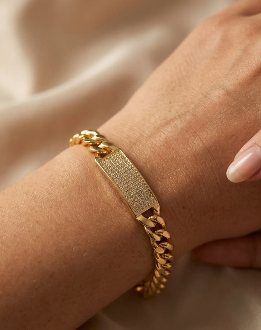 Bracelet chaîne brésilien en or serti de zircon
